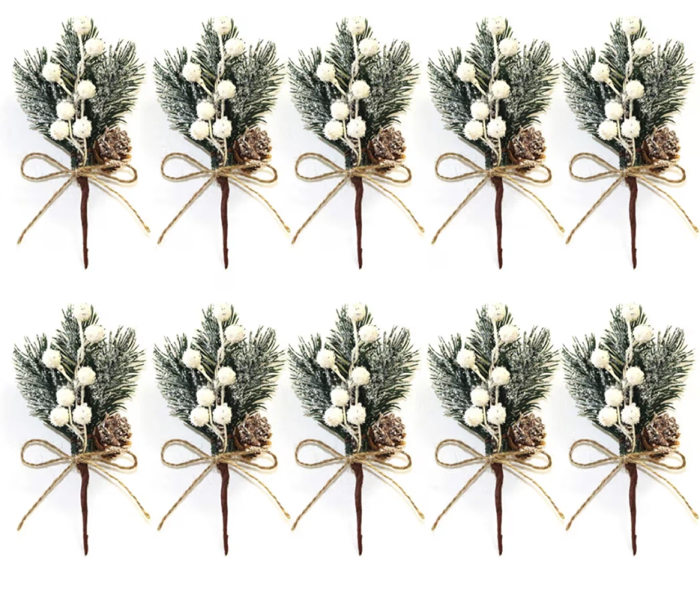 Set of 20 Christmas Artificial Pinecones with Berries Home Decor