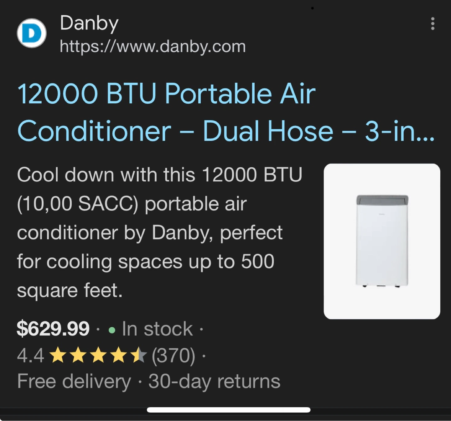 12000 BCU Danby portable air conditioner - photo 4