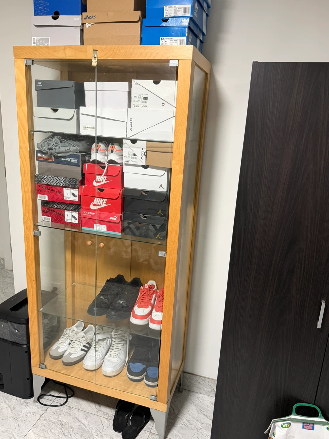 Wood & Glass Shoe Cabinet