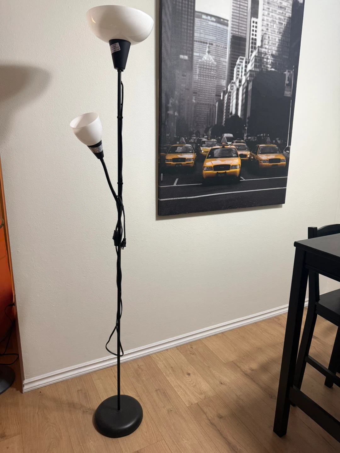Black Floor Lamp with Two Lights