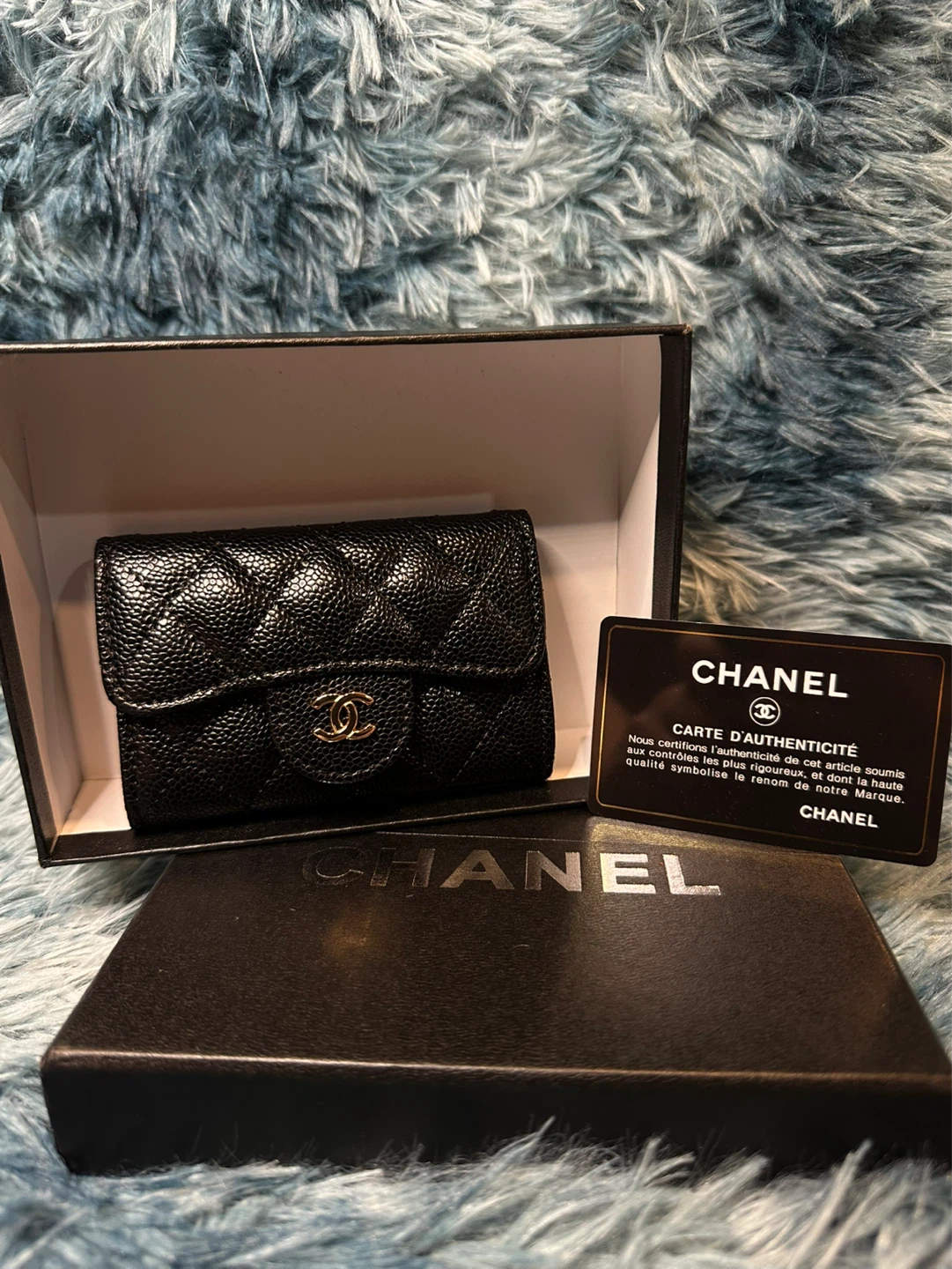 CHANEL Quilted Caviar Leather Small Wallet Black - photo 2