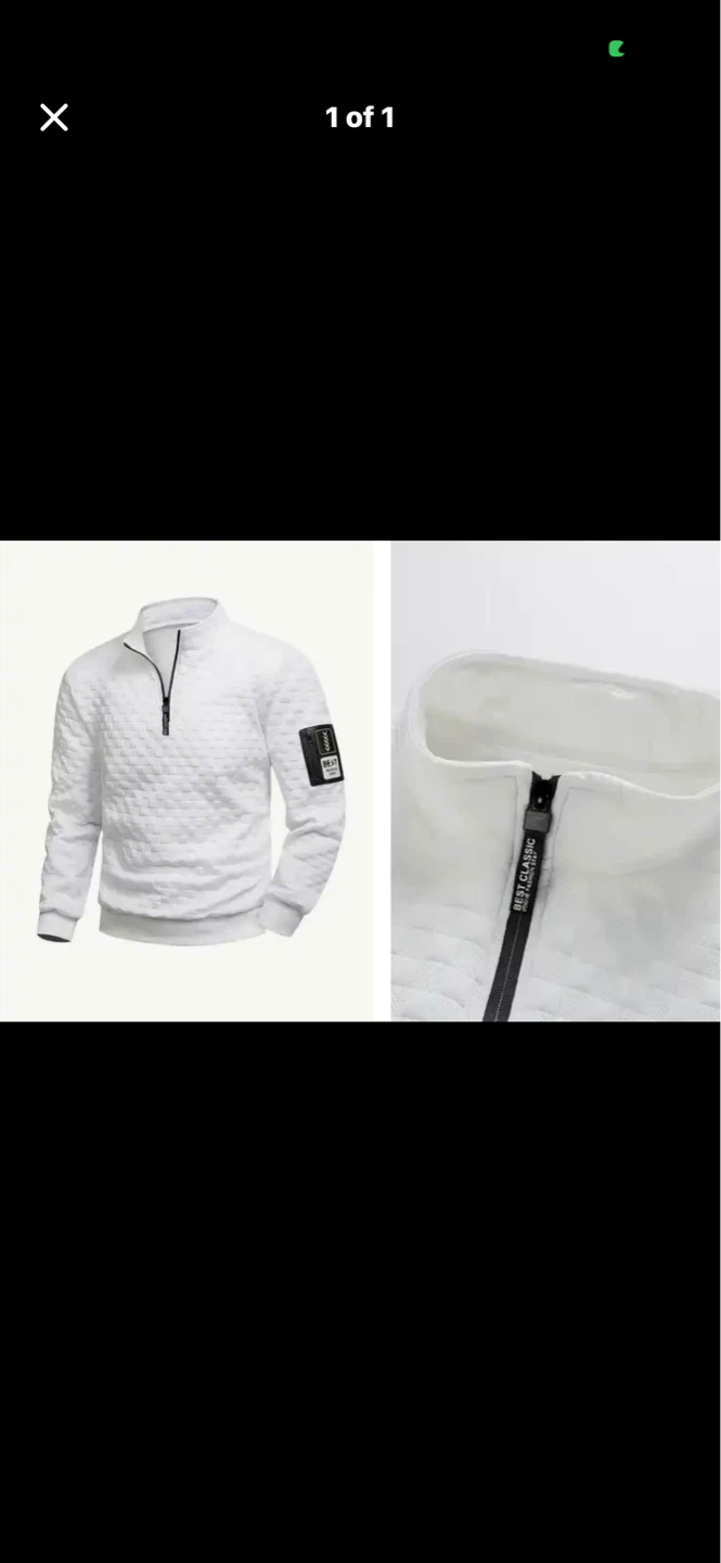 White Men's 1/4 Zip Pullover Sweater. Size 2XL