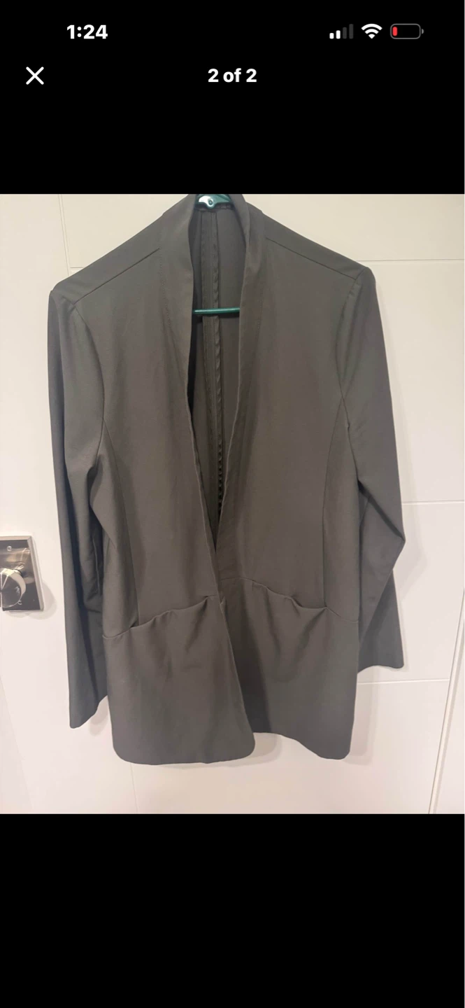 Olive Green Open Front Blazer. Size Large