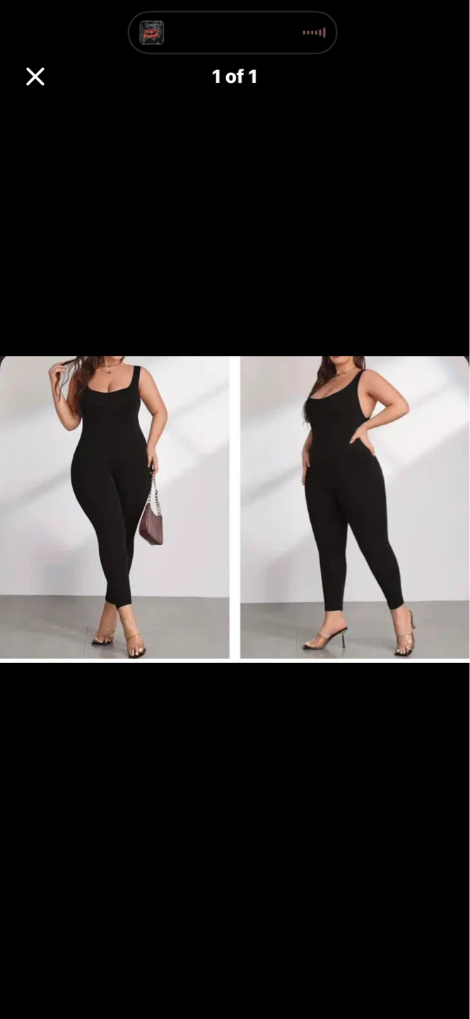 Black Square Neck Sleeveless Jumpsuit. Size XL