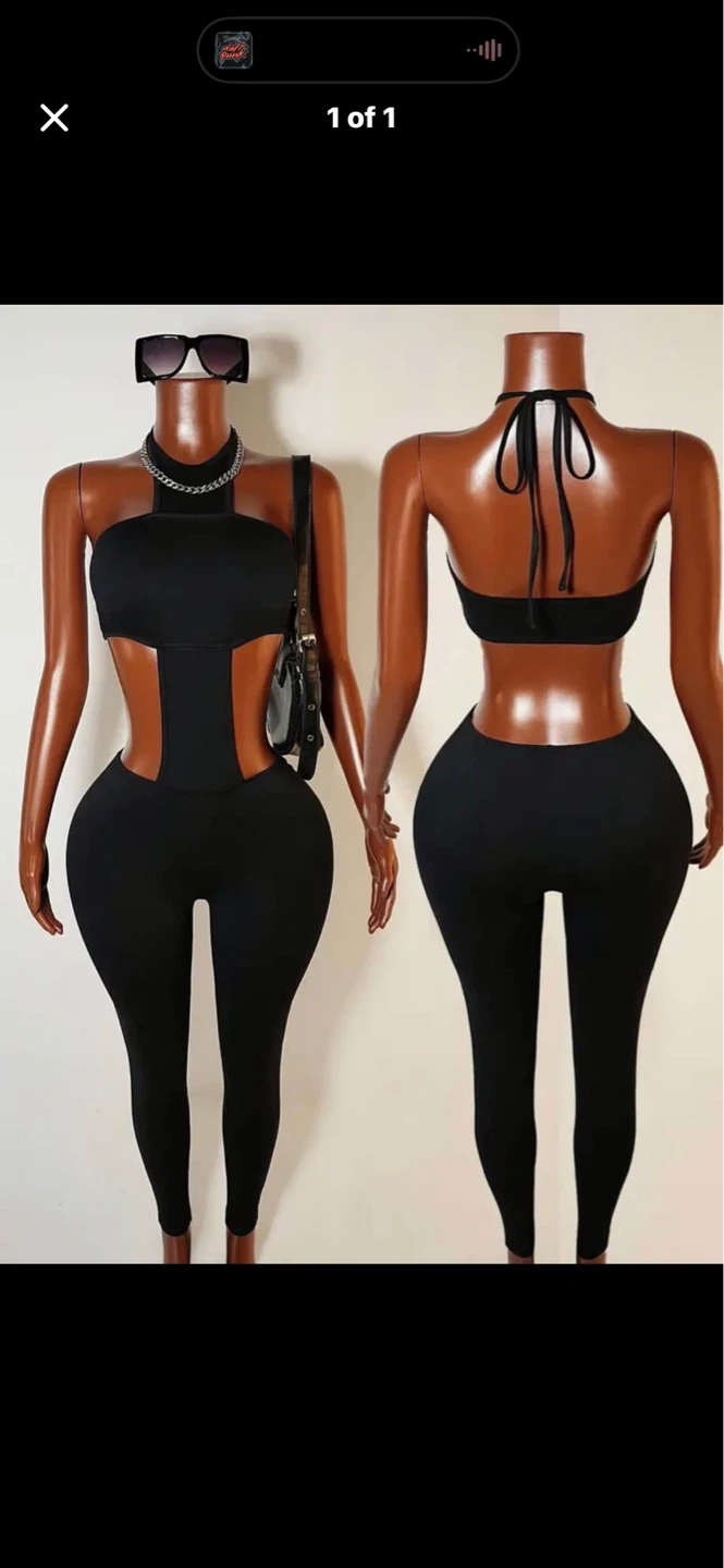 Black Cut-Out Jumpsuit. Size Med