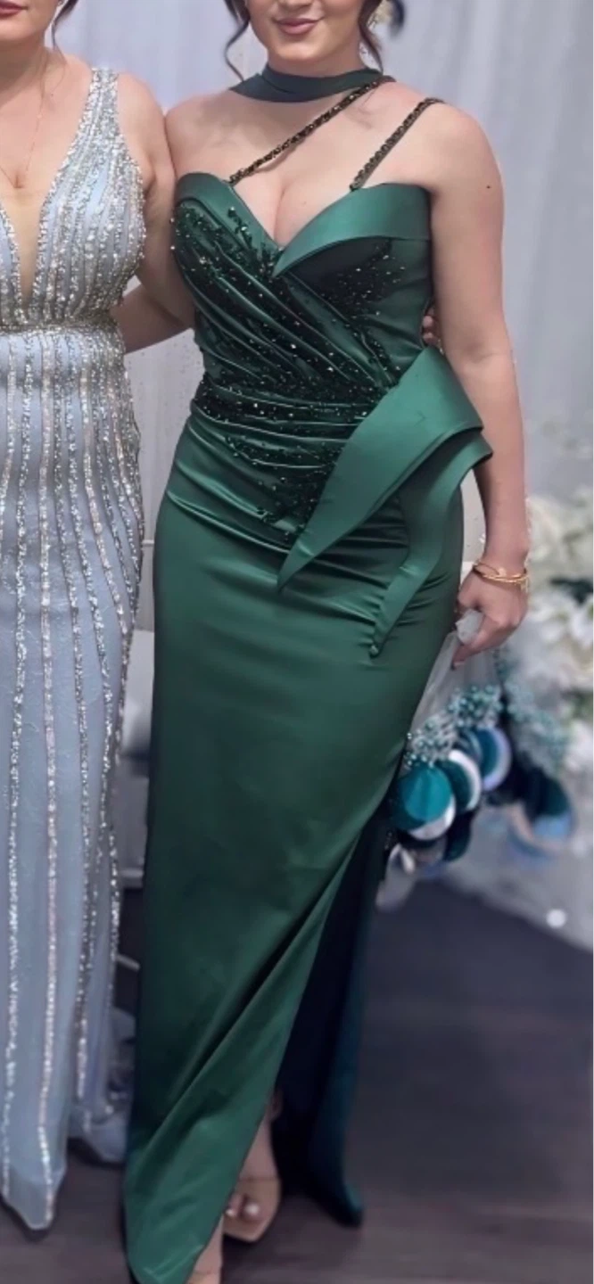 Emerald Green Beaded Formal Gown