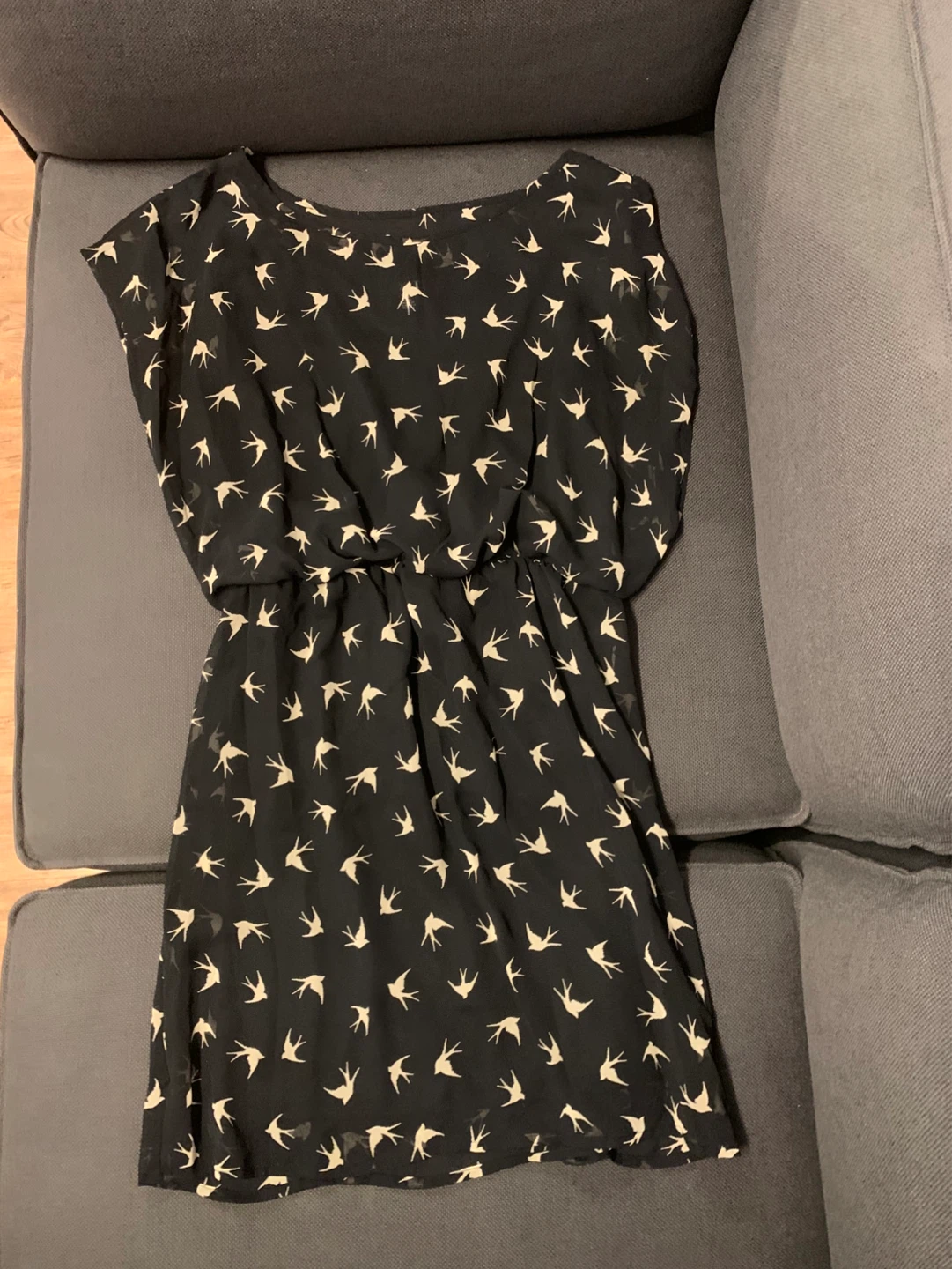 Black and white bird print dress