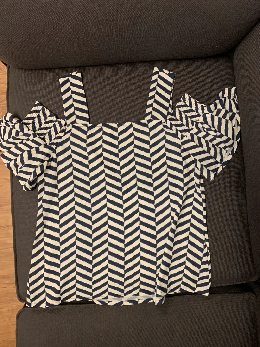 Cold Shoulder Blouse with Chevron Pattern