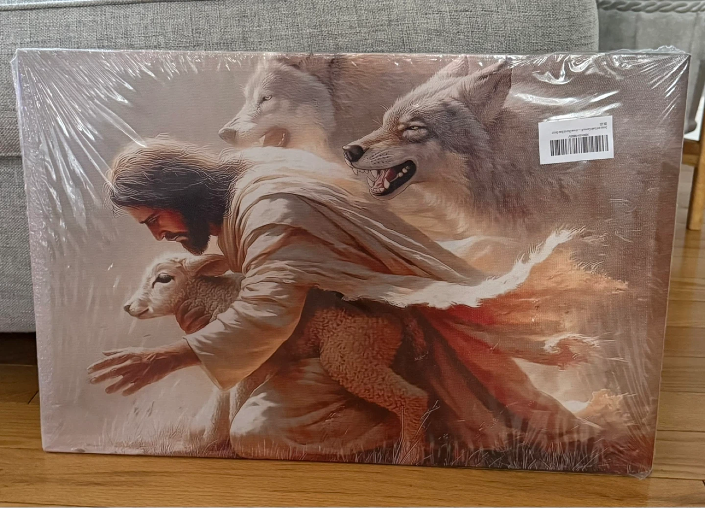 Jesus with Lamb and Wolves Canvas Print