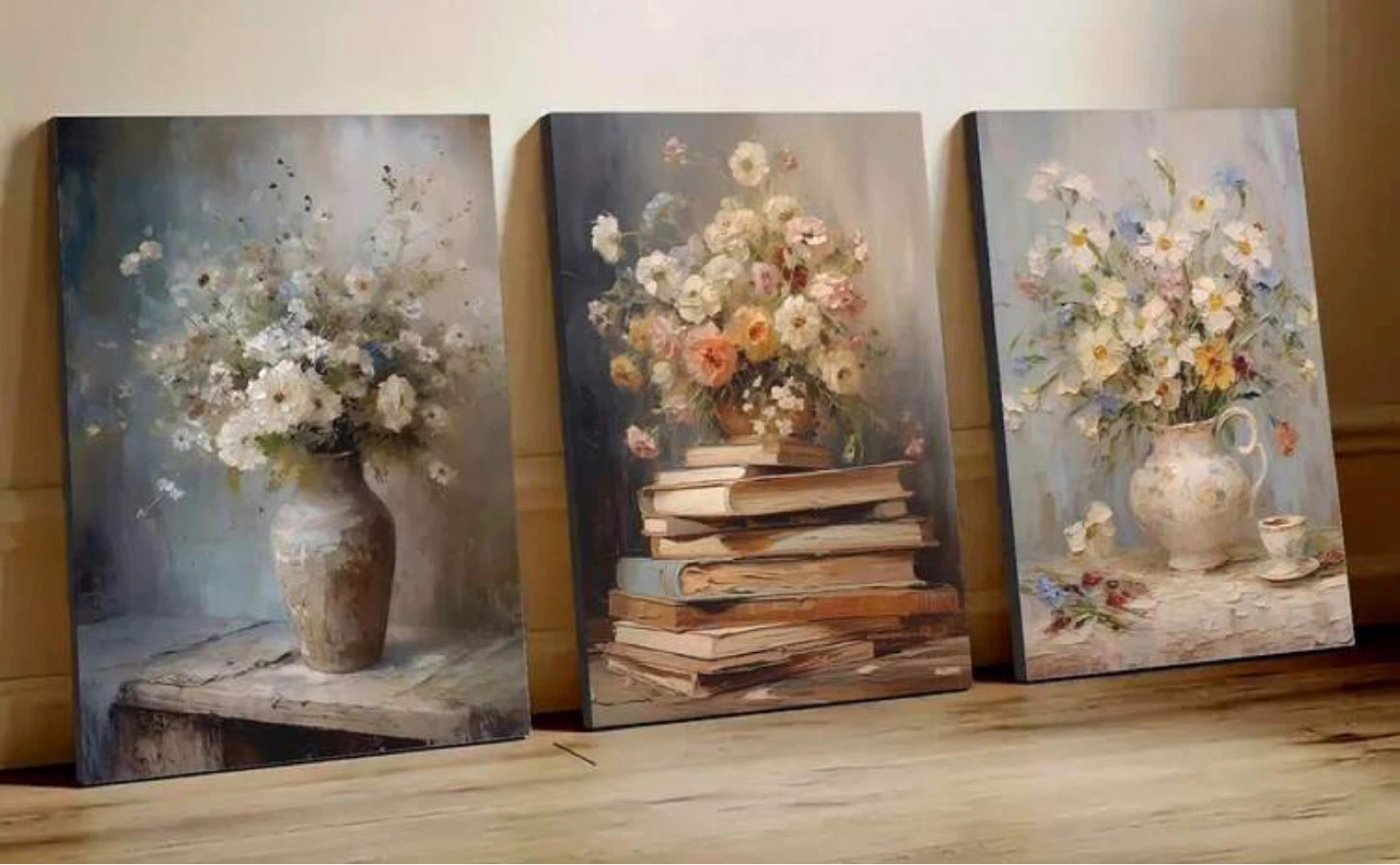 Set of 3 Floral Still Life Canvas Wall Art - photo 5