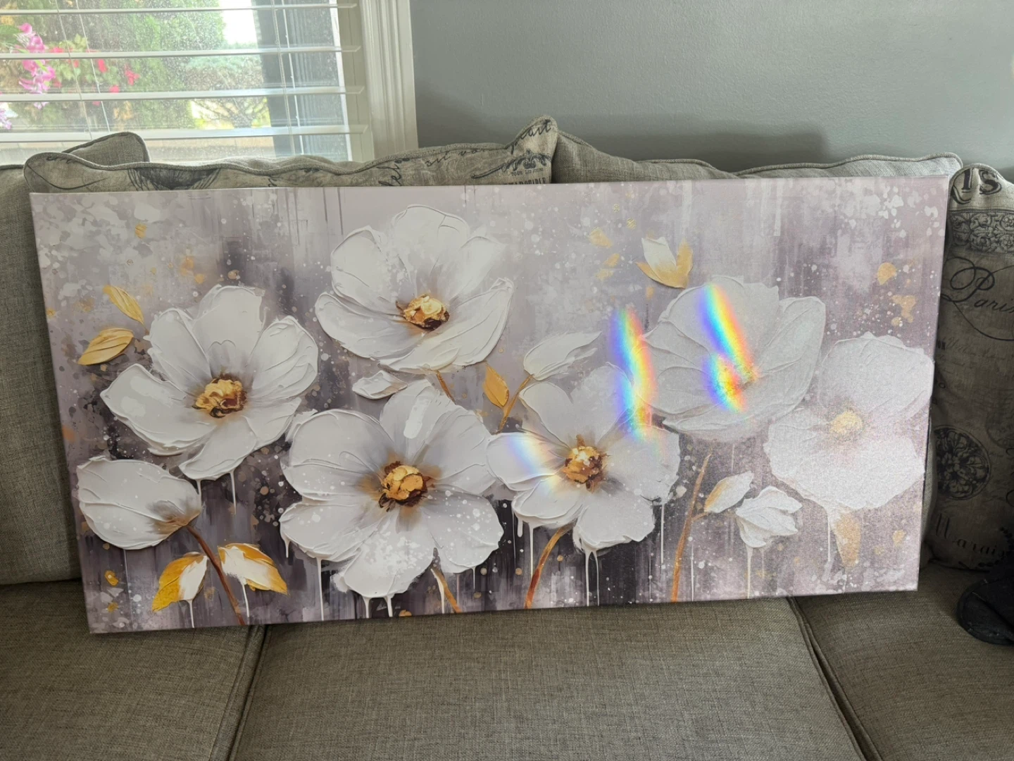 Abstract White Floral Canvas Wall Art 20x40 - photo 5