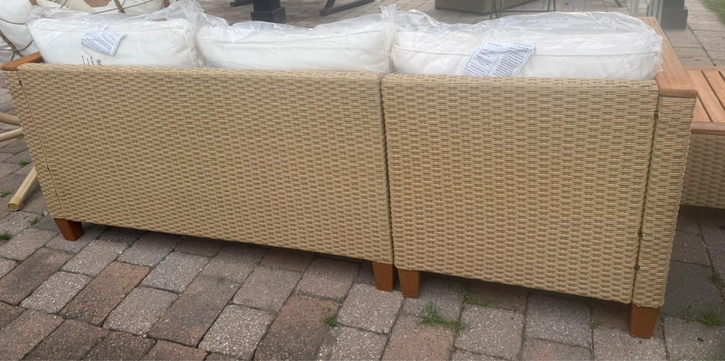 Outdoor Wicker Sectional Sofa with Side Table - photo 3