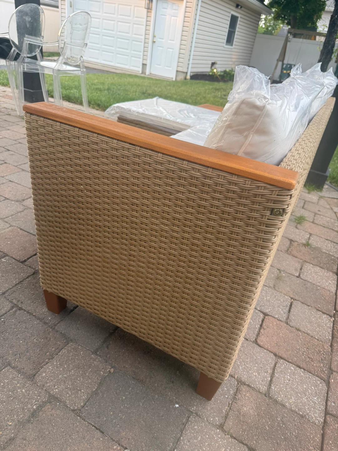 Outdoor Wicker Sectional Sofa with Side Table - photo 5