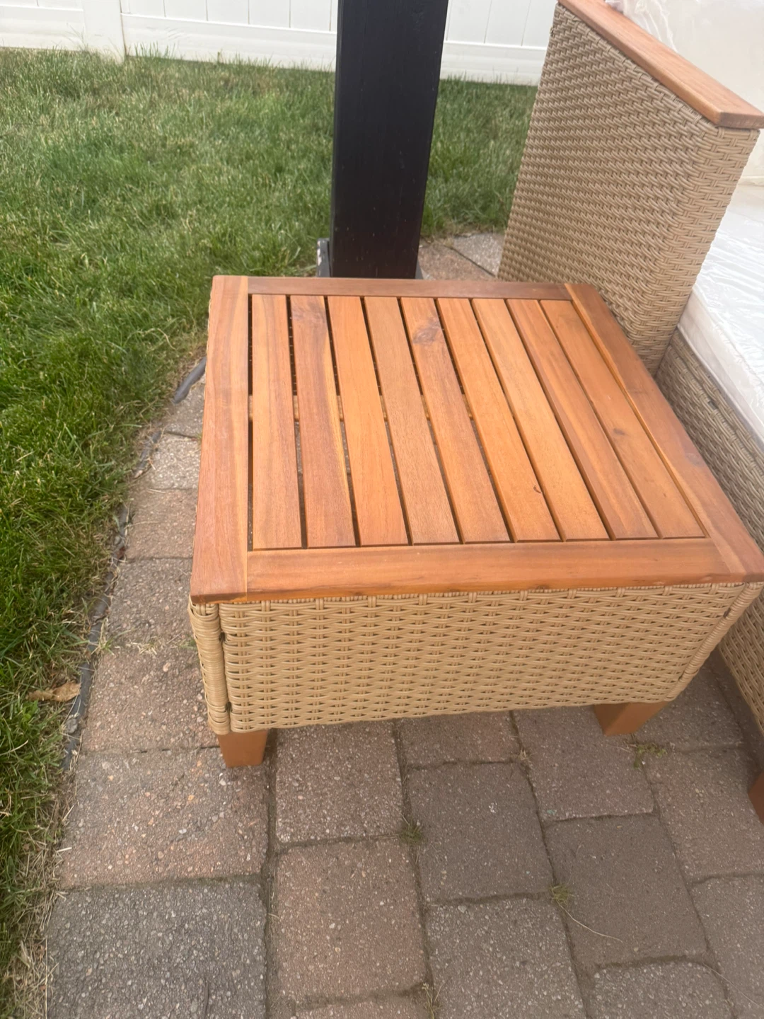 Outdoor Wicker Sectional Sofa with Side Table - photo 4
