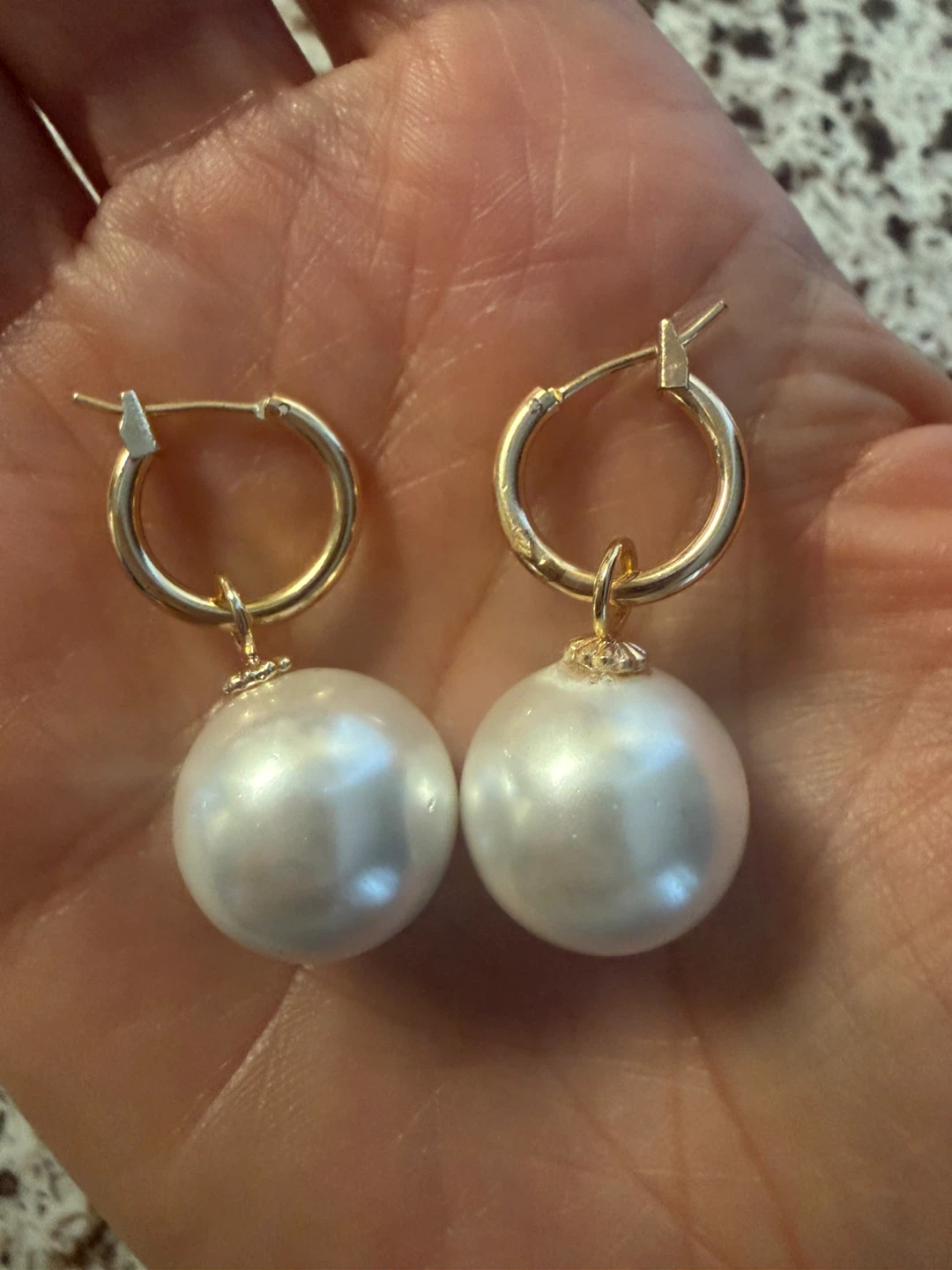 Gold pearl earrings