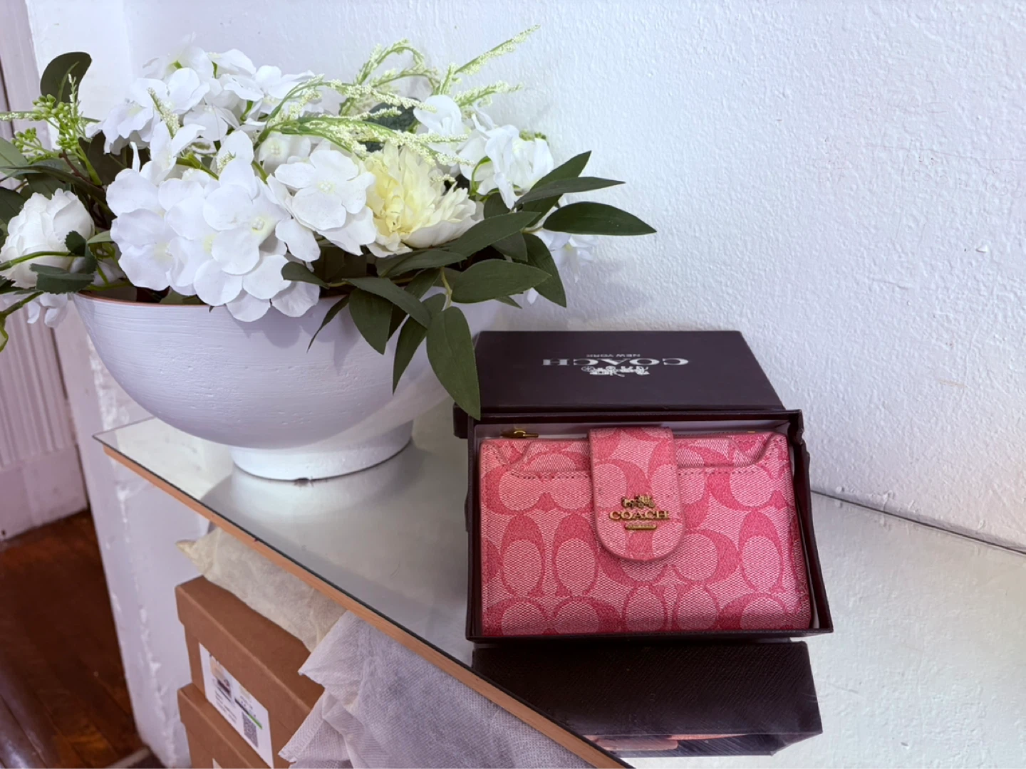 Coach Pink Signature Medium Wallet