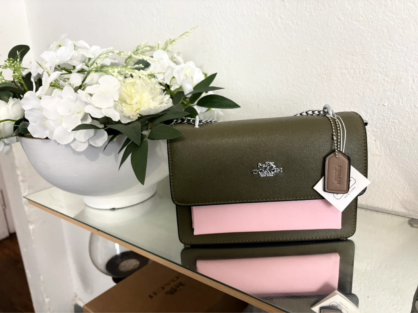 Coach Olive and Pink Crossbody Bag