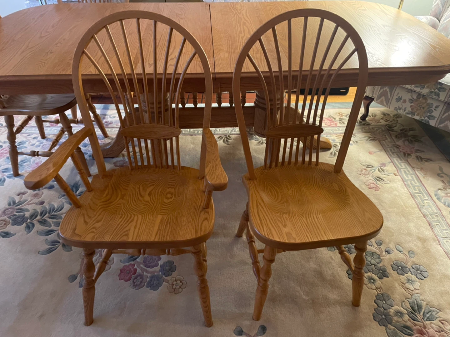 Oak Dining Table and Chairs Set - photo 2