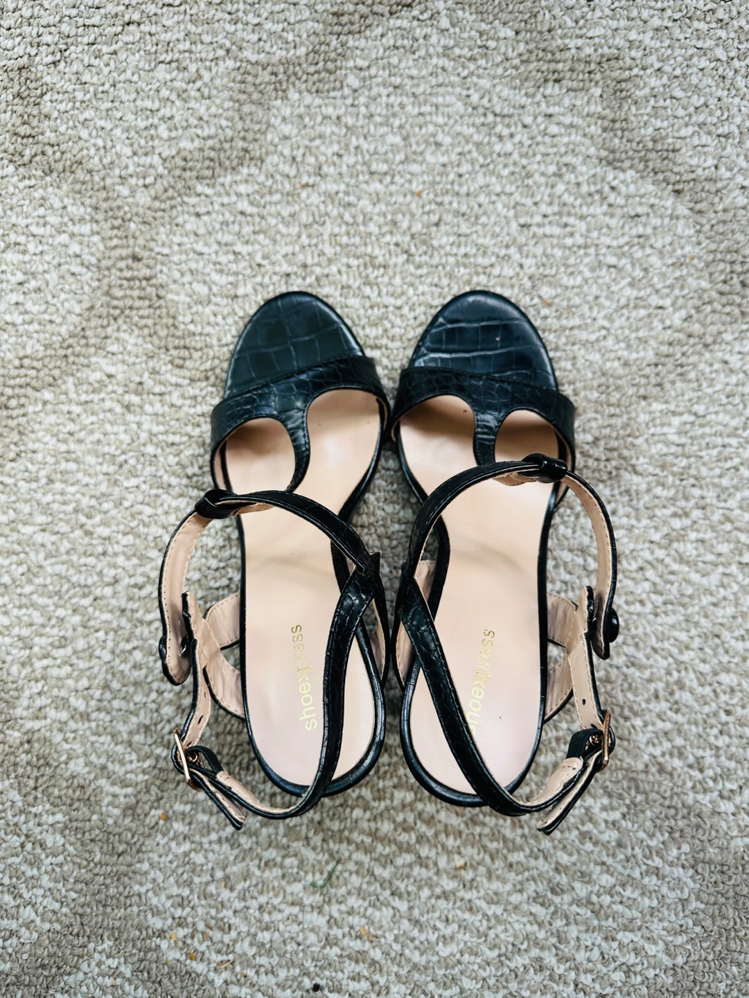Black Crocodile-Embossed Heels - photo 3