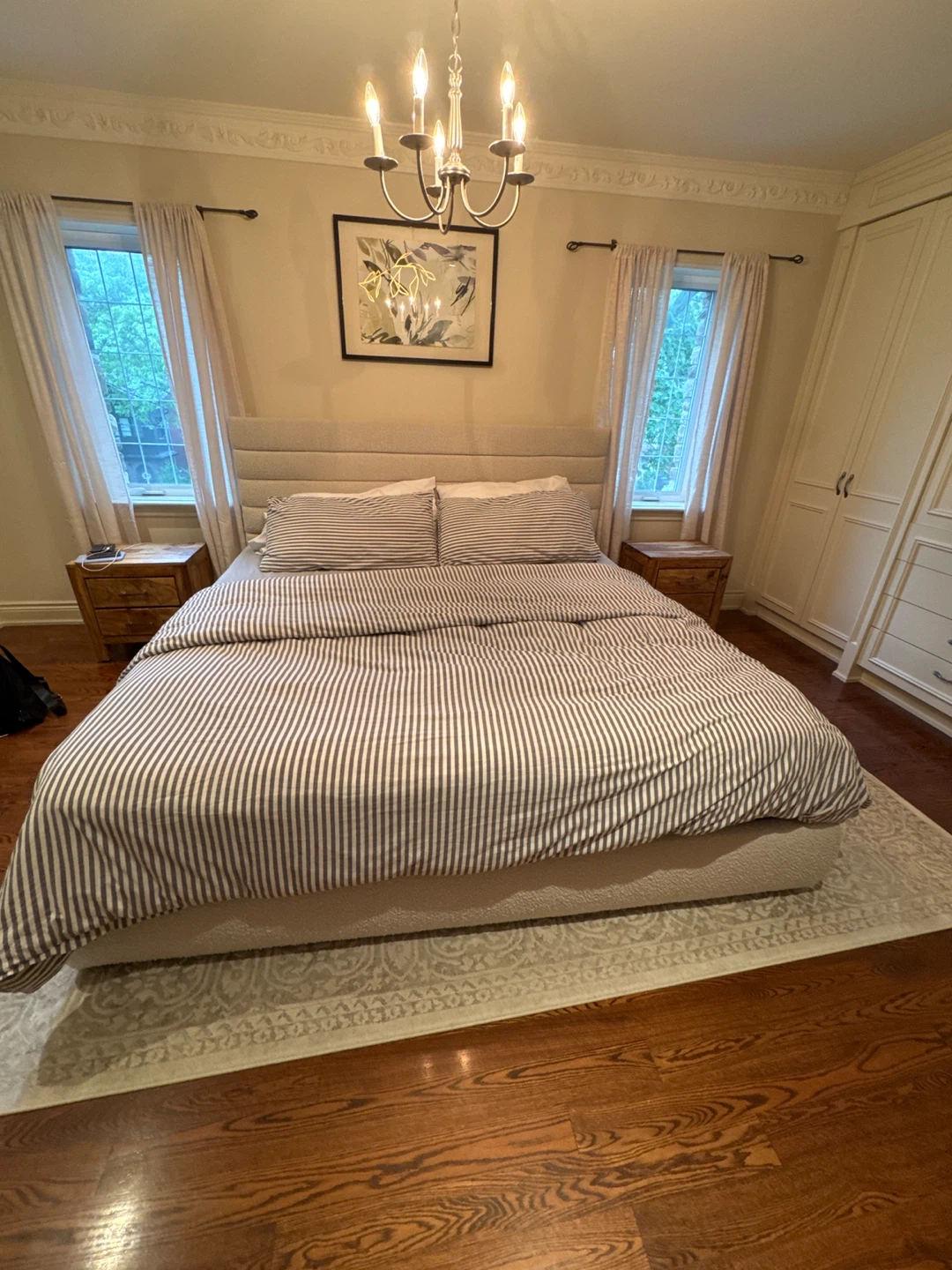 King Size Urban Barn Bed Frame with Upholstered Headboard
