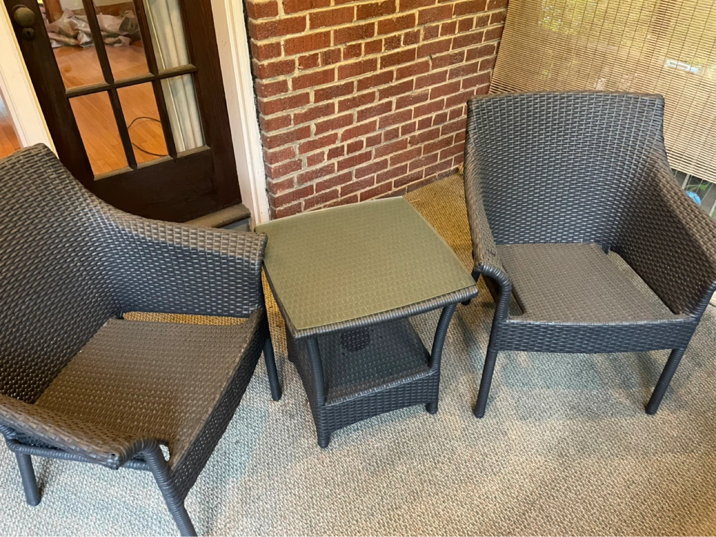 Wicker Patio Chairs and Side Table Set
