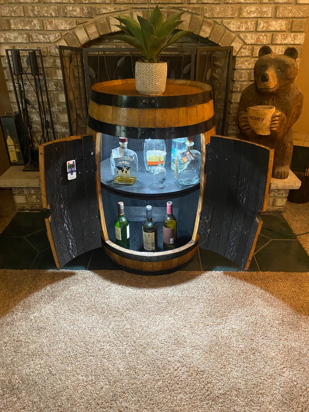 Whiskey Barrel Liquor Cabinet