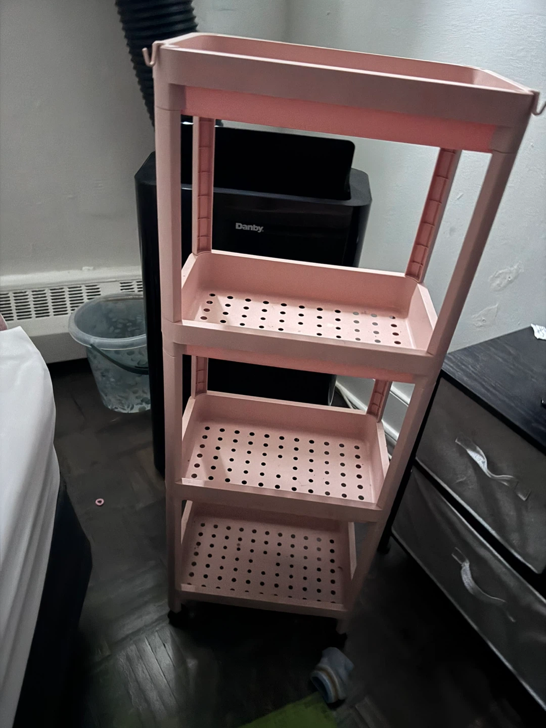 Pink 4-Tier Rolling Storage Cart
