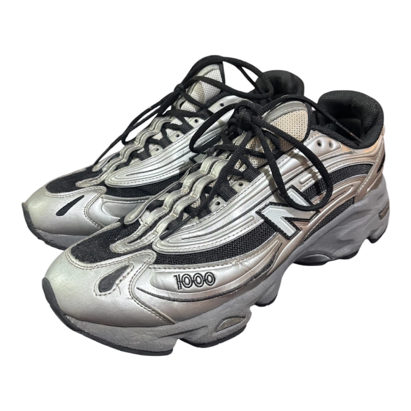 New Balance 1000 Silver and Black Athletic Shoes