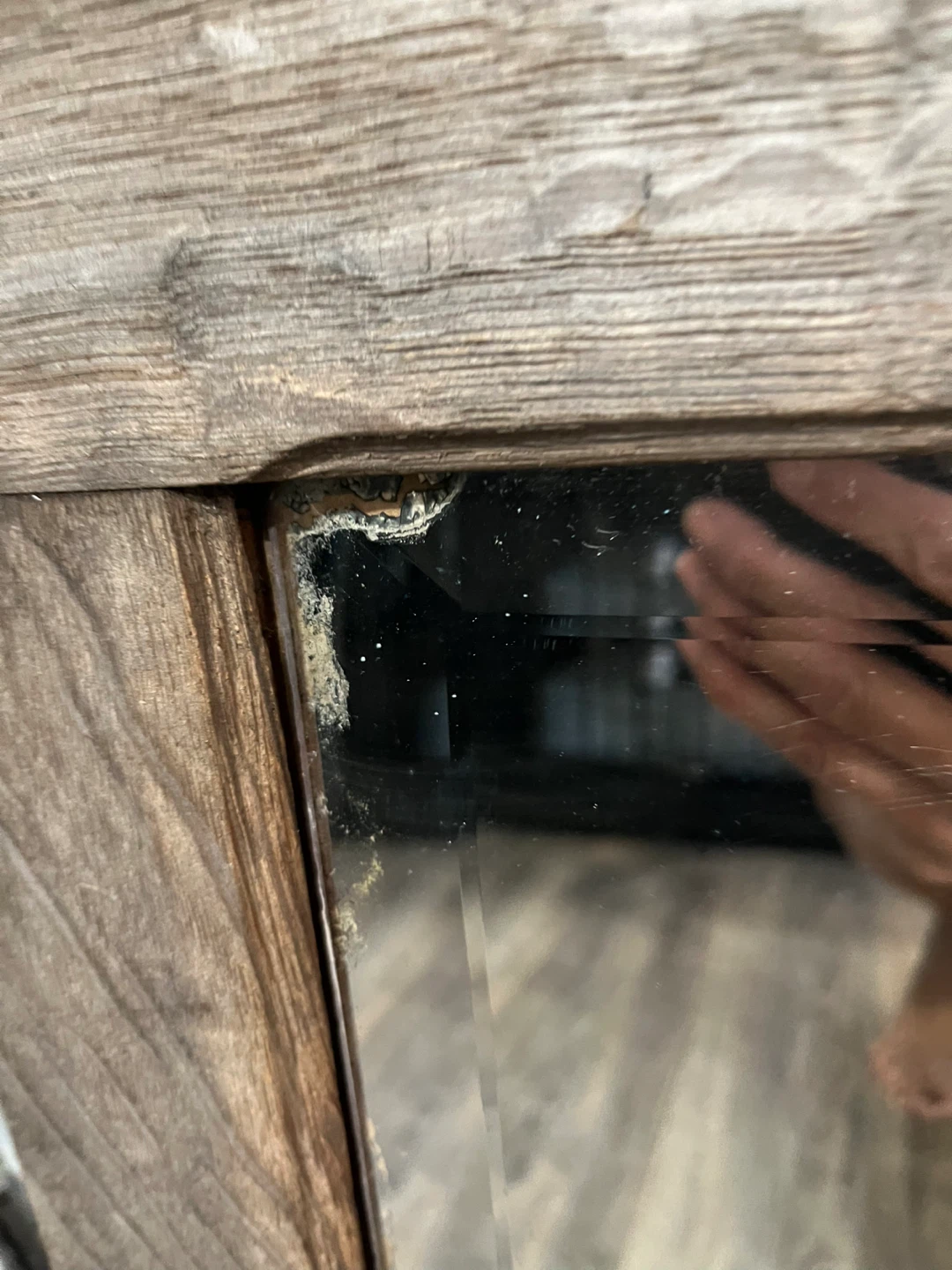 Rustic Wood Mirror with Coat Hooks - photo 4