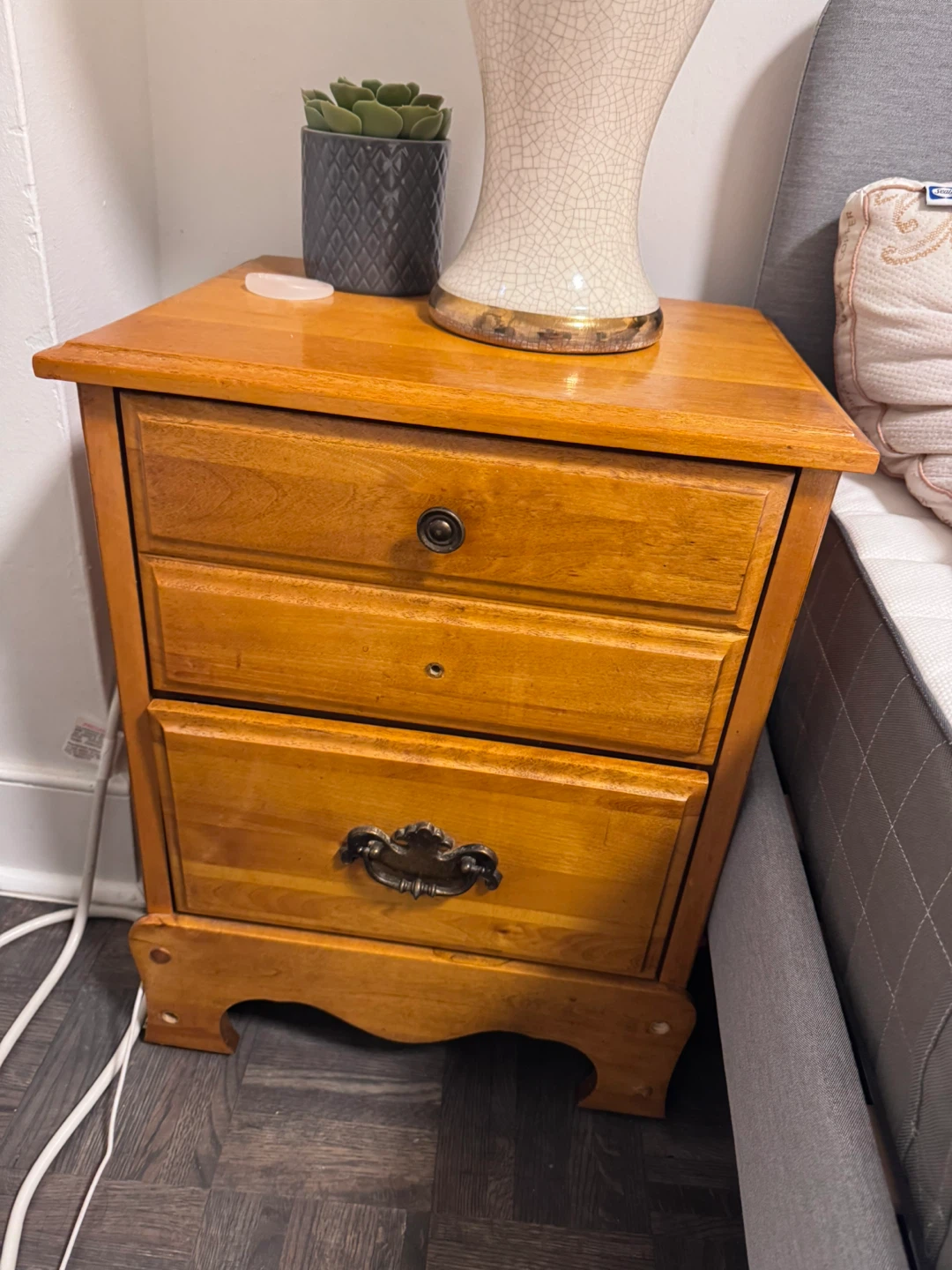Wooden 3-Drawer Nightstand