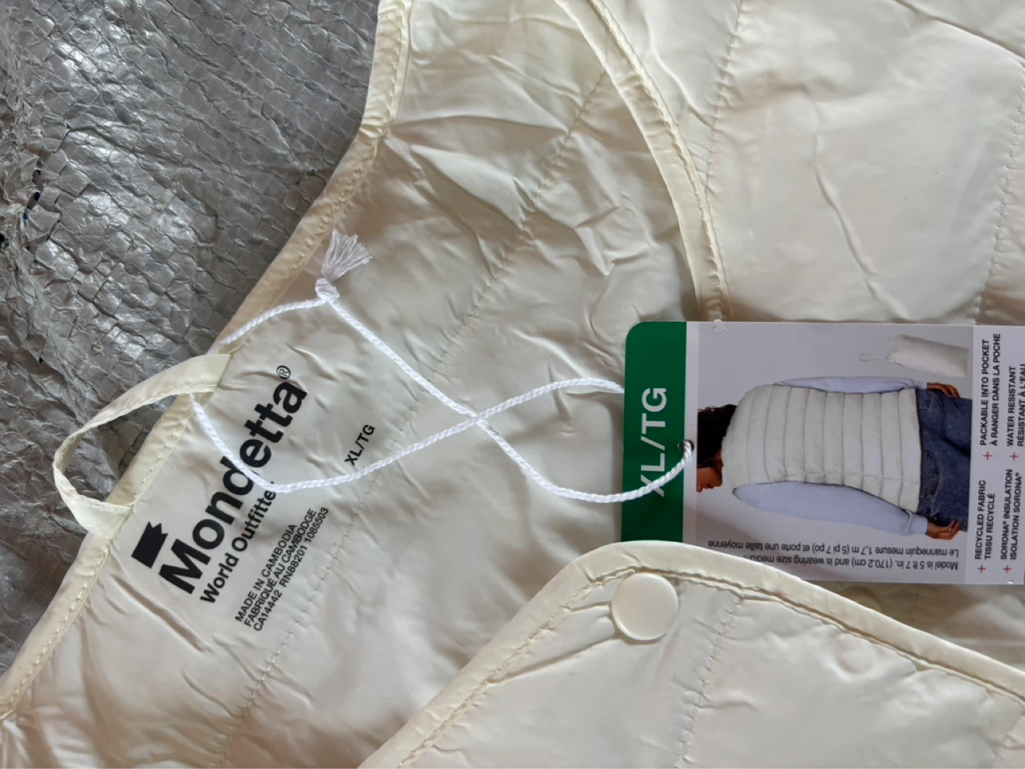 Mondetta Cream Puffer Vest - XL/TG - photo 3