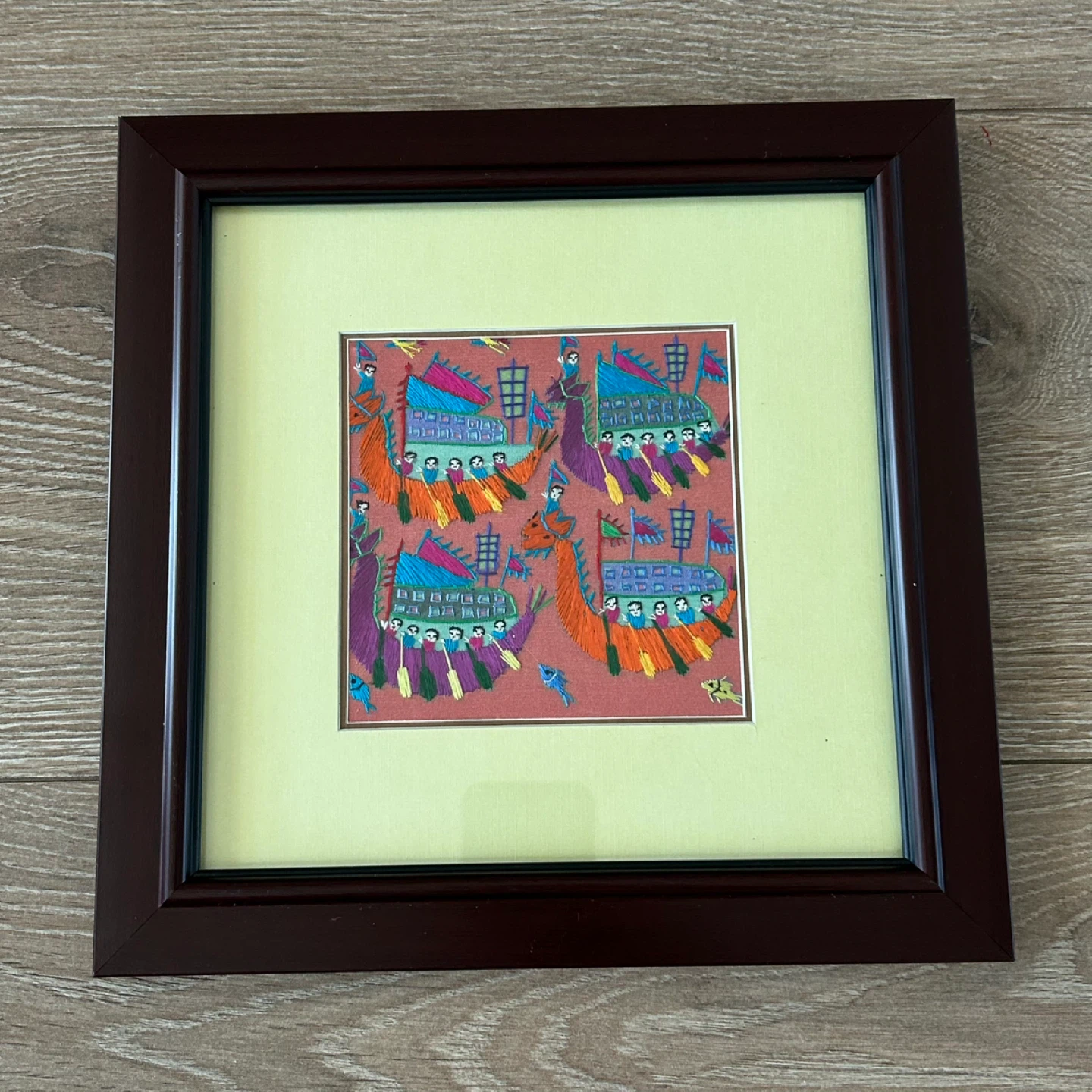 Chinese Dragon Boat Silk Embroidery Art