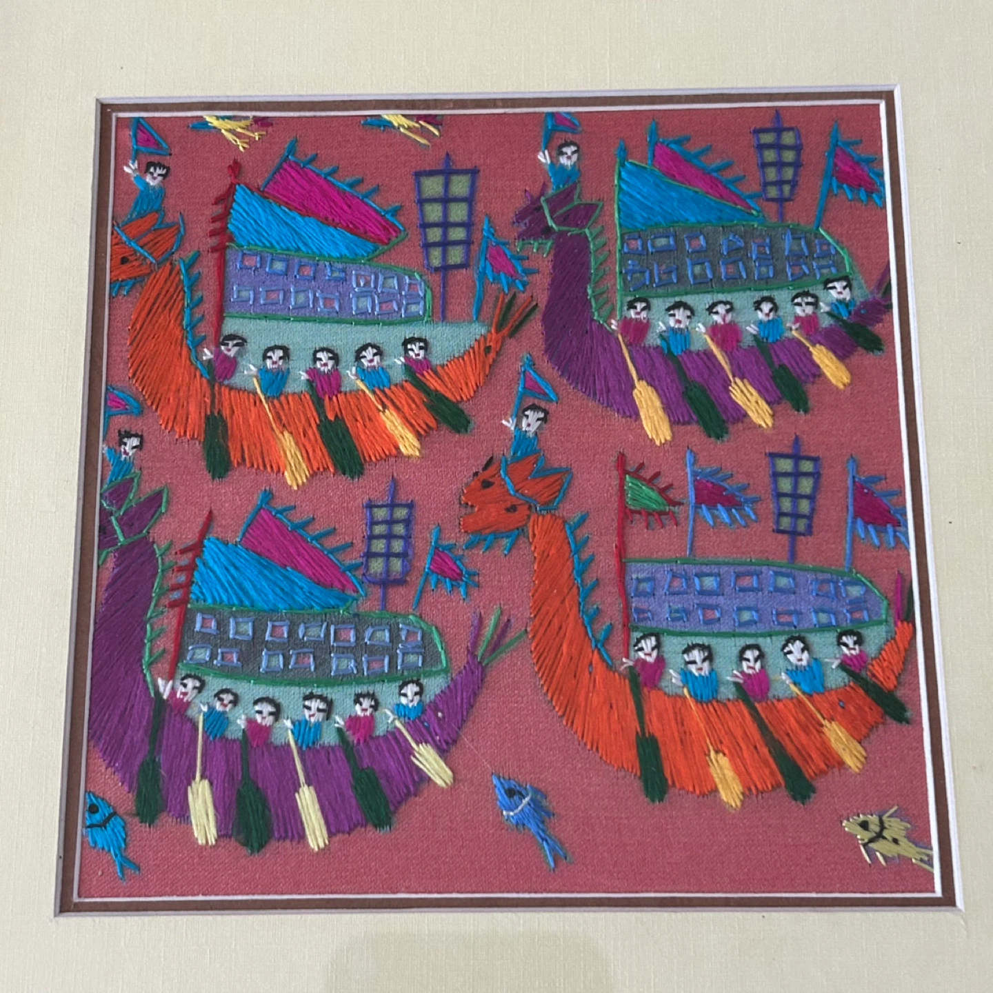 Chinese Dragon Boat Silk Embroidery Art - photo 2
