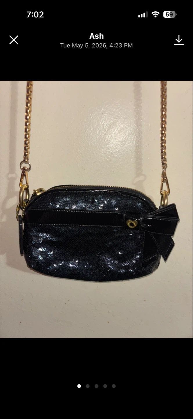 Coach Black Sequin Bow Crossbody Bag