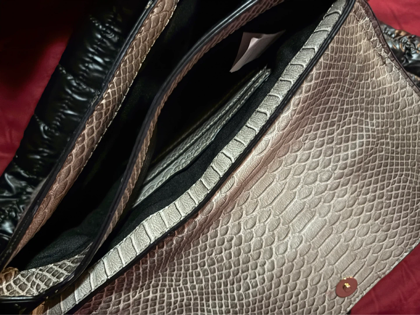 Grey Snakeskin Clutch with Bee Detail - photo 3