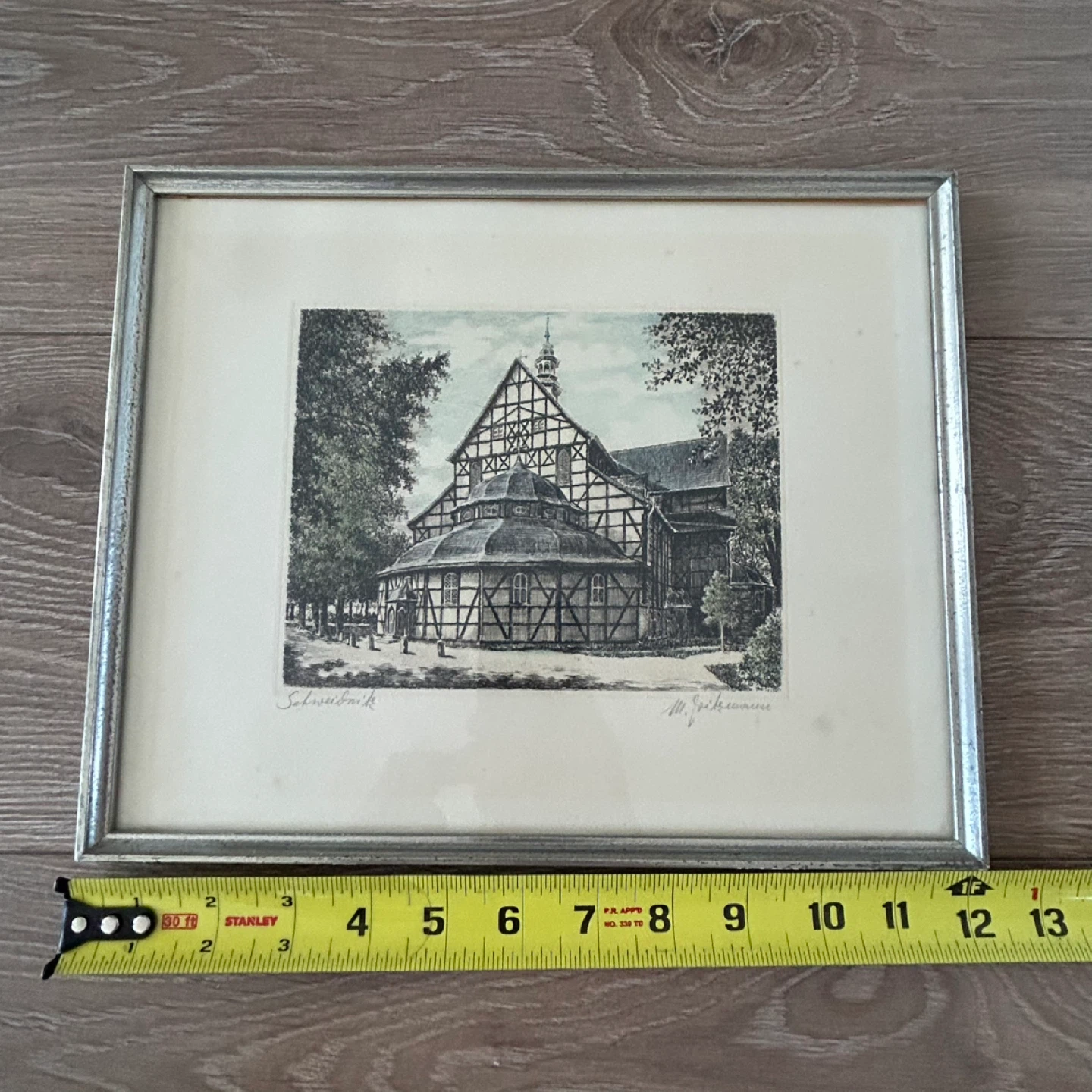 Vintage German Architectural Art Print –  Signed - photo 2