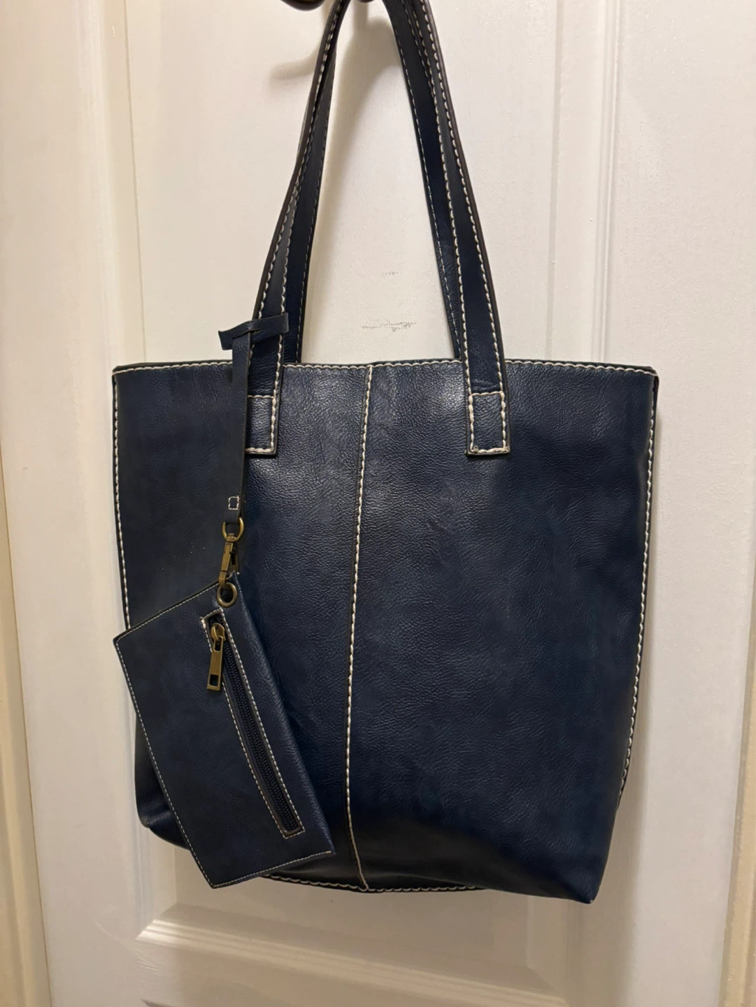 Navy Blue Tote Bag with Matching Pouch - photo 2