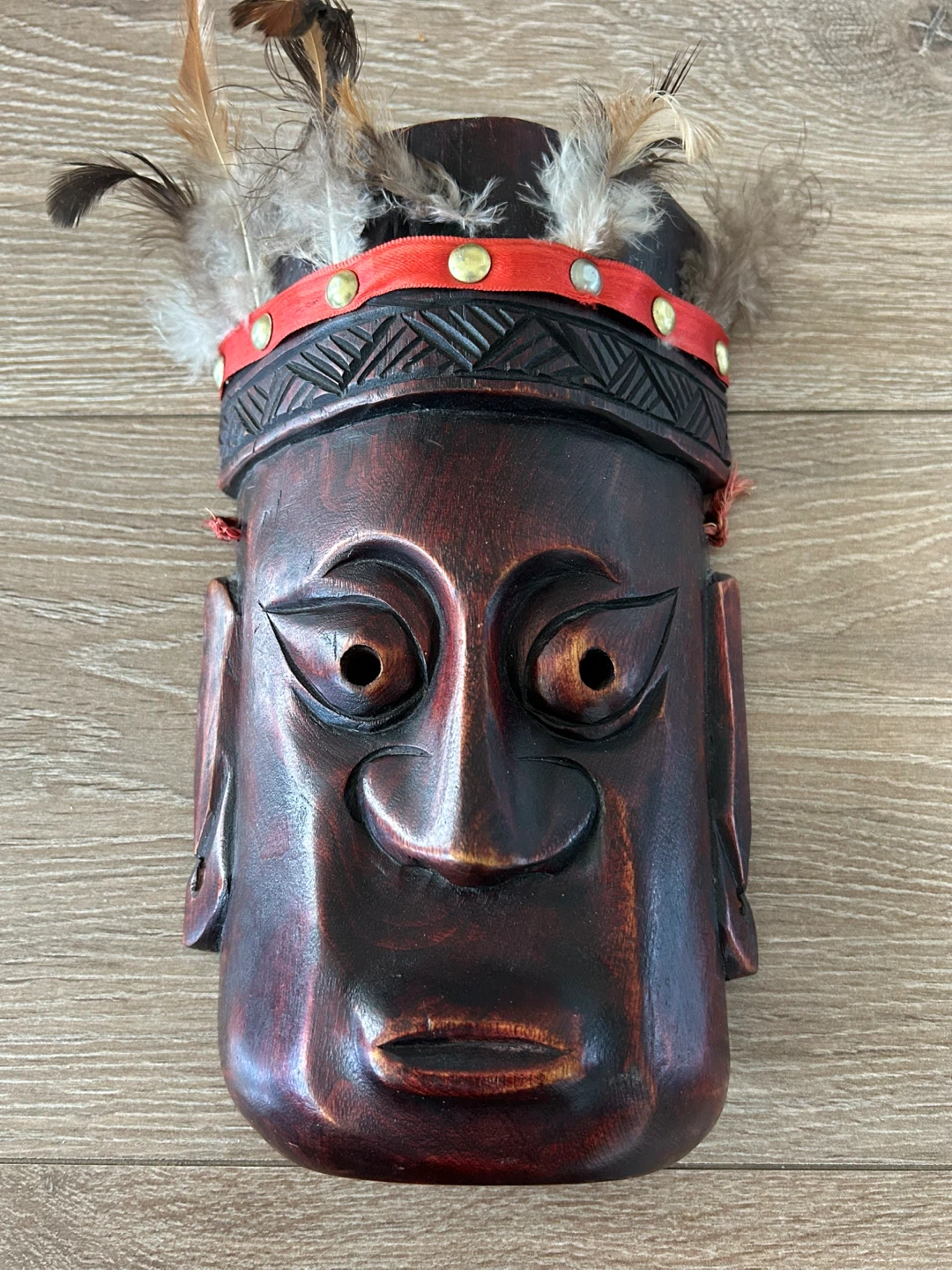 Vintage Hand-Carved Wooden Tribal Wall Mask