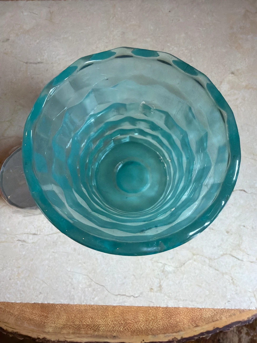Teal Glass Candle Holder with Tea light Candle - photo 3