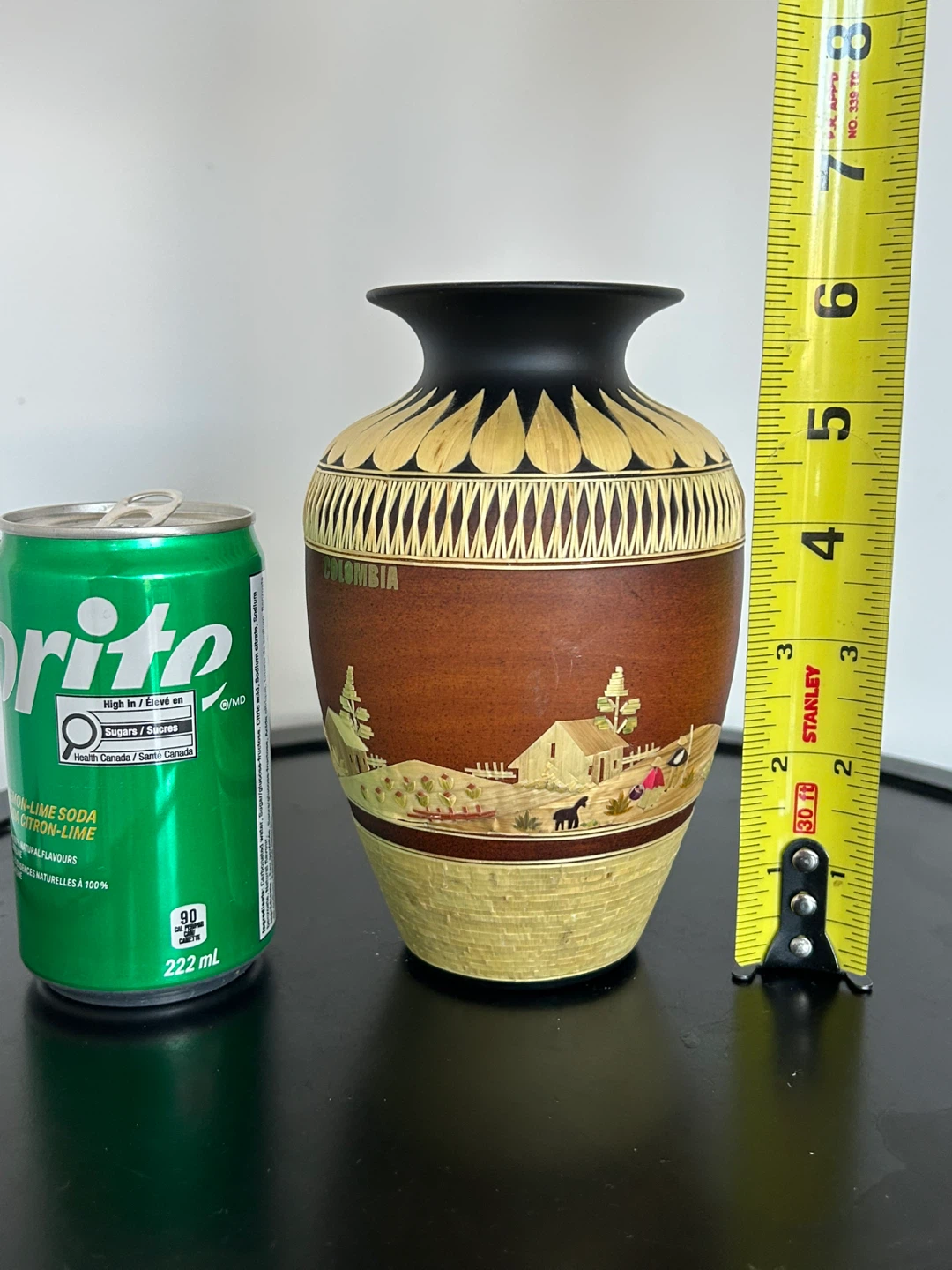 El Zipa Colombia Straw Marquetry Wooden Vase - photo 3