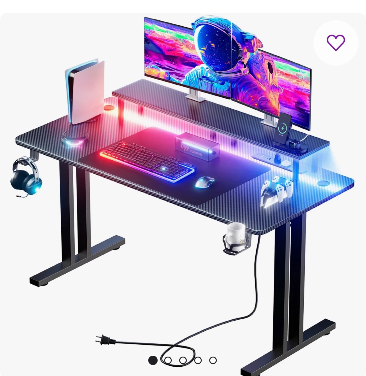 Gaming Desk with Monitor Stand - photo 2