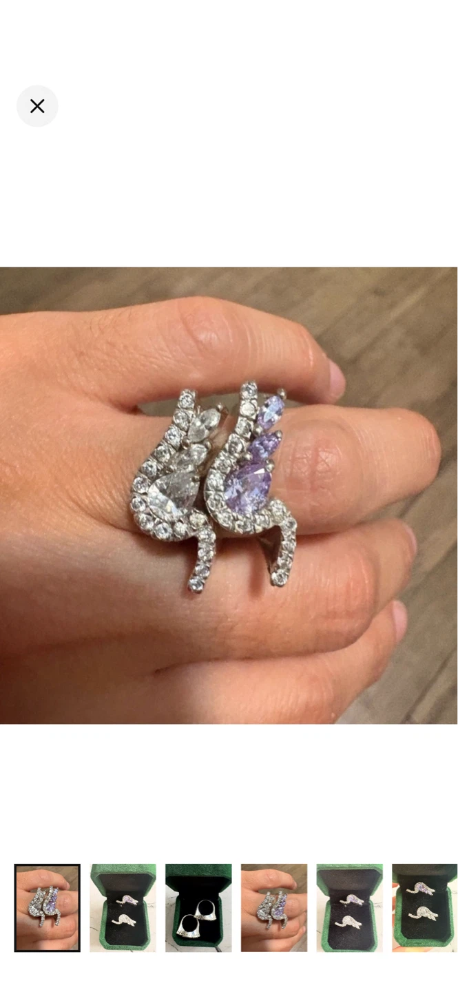 Genuine stones Sparkly Cat Ring Set - photo 2