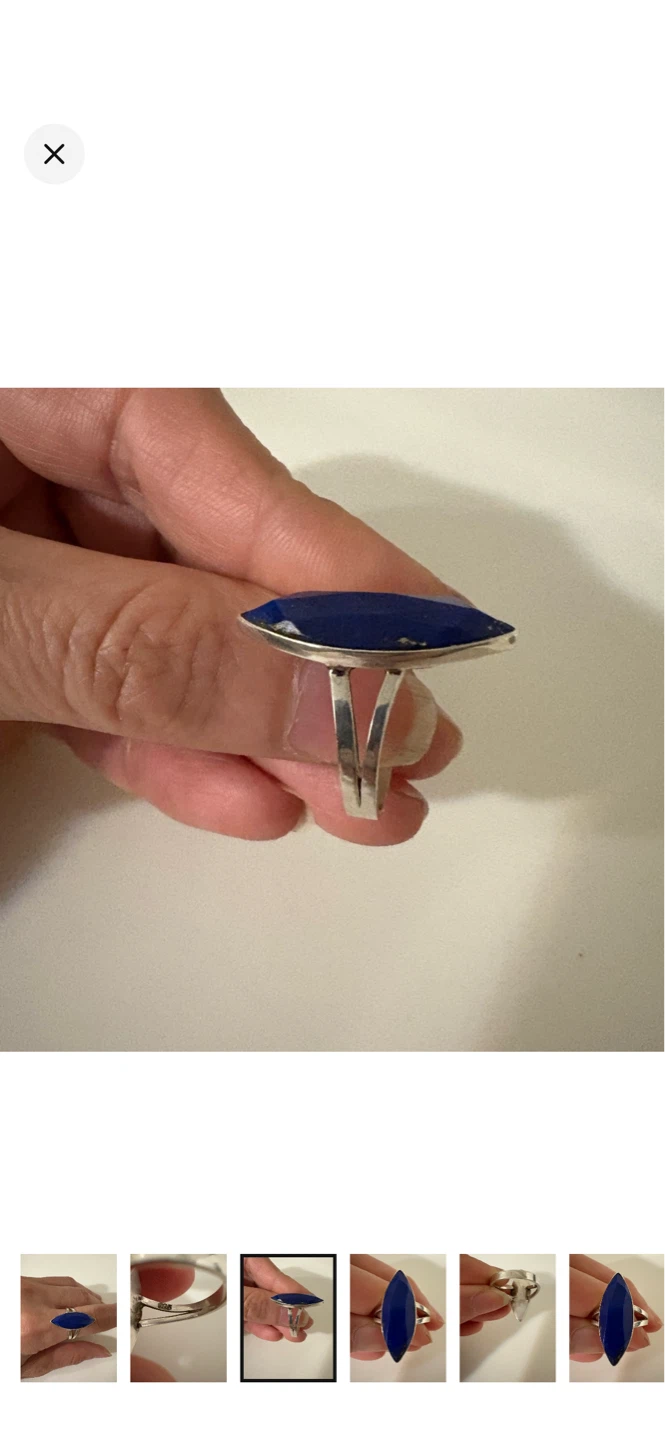 Sterling Silver Marquise  Genuine Lapis Lazuli Ring - photo 3