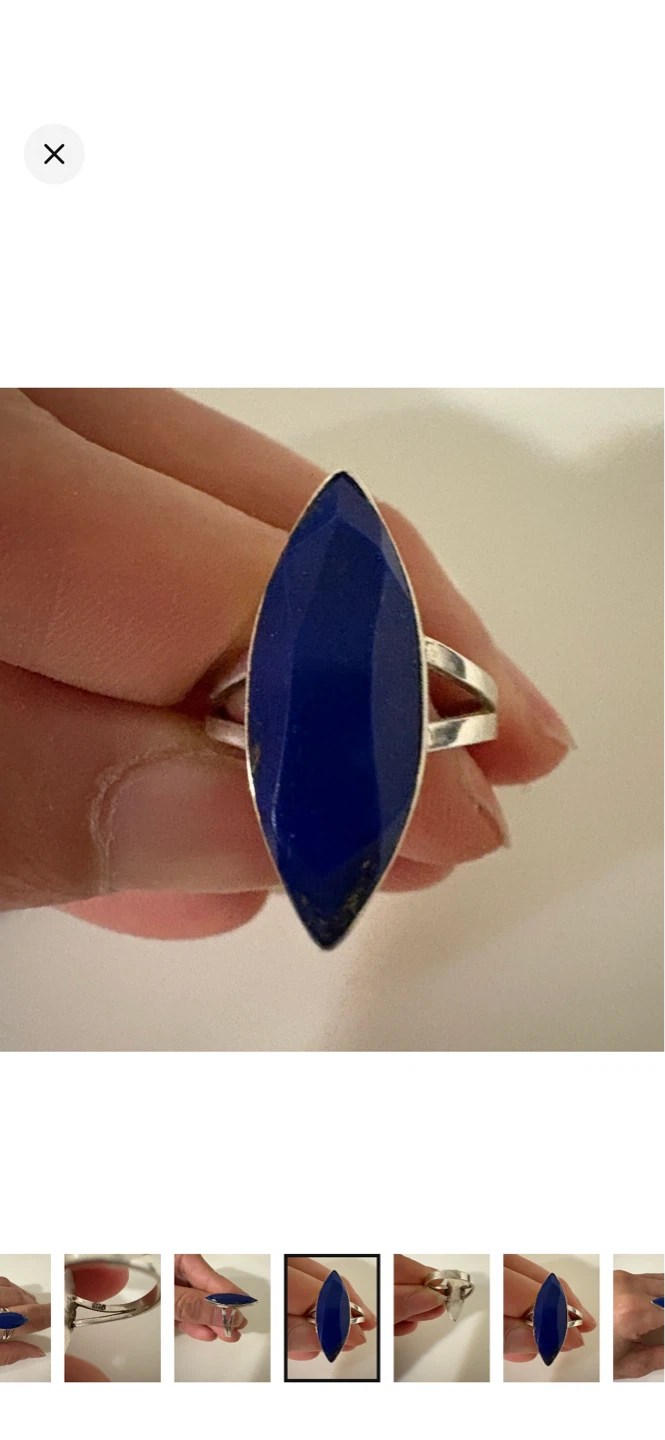 Sterling Silver Marquise  Genuine Lapis Lazuli Ring - photo 2