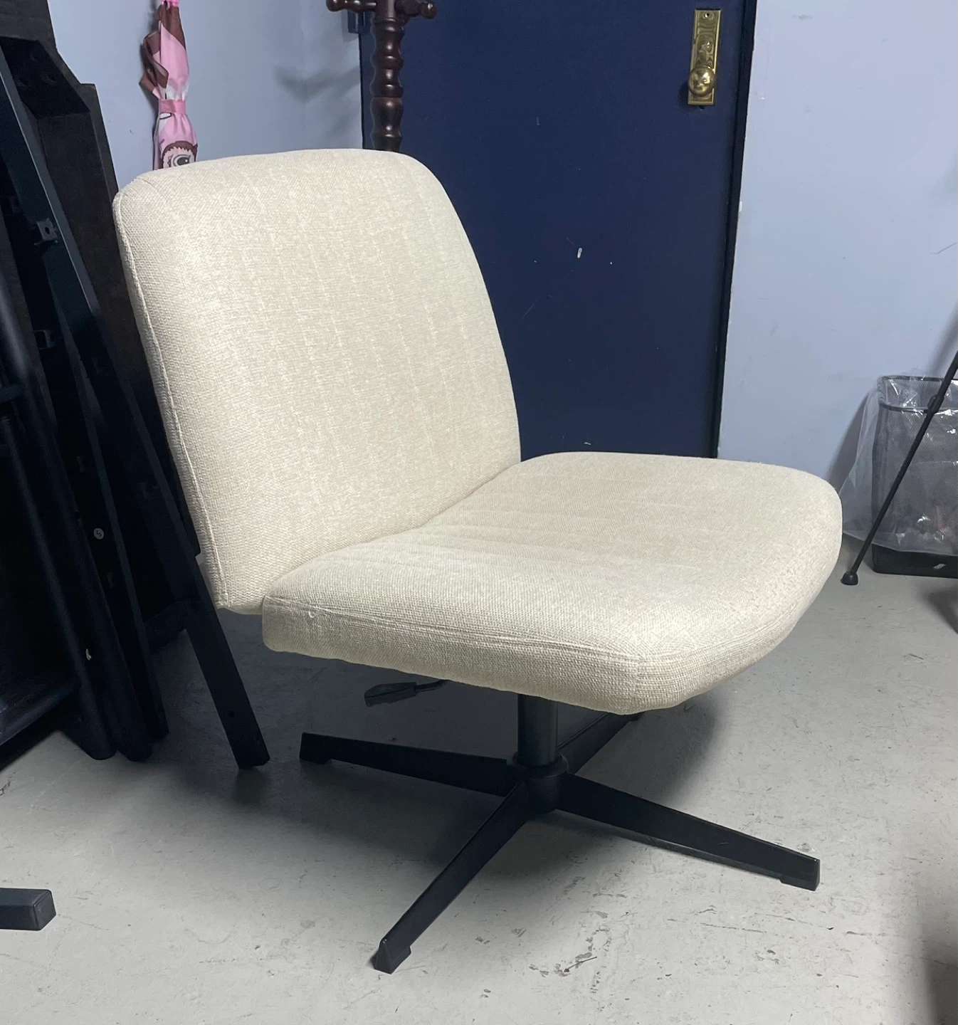 Cream Upholstered Swivel Accent Chair