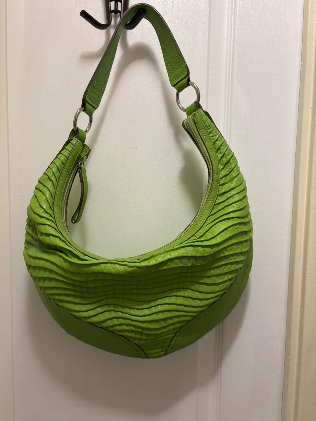 Sabrina Scialla Green Leather Hobo Bag