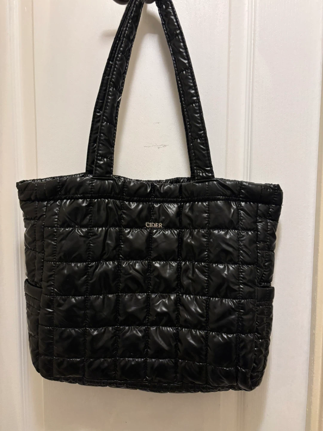 CIDER Black Puffer Tote Bag