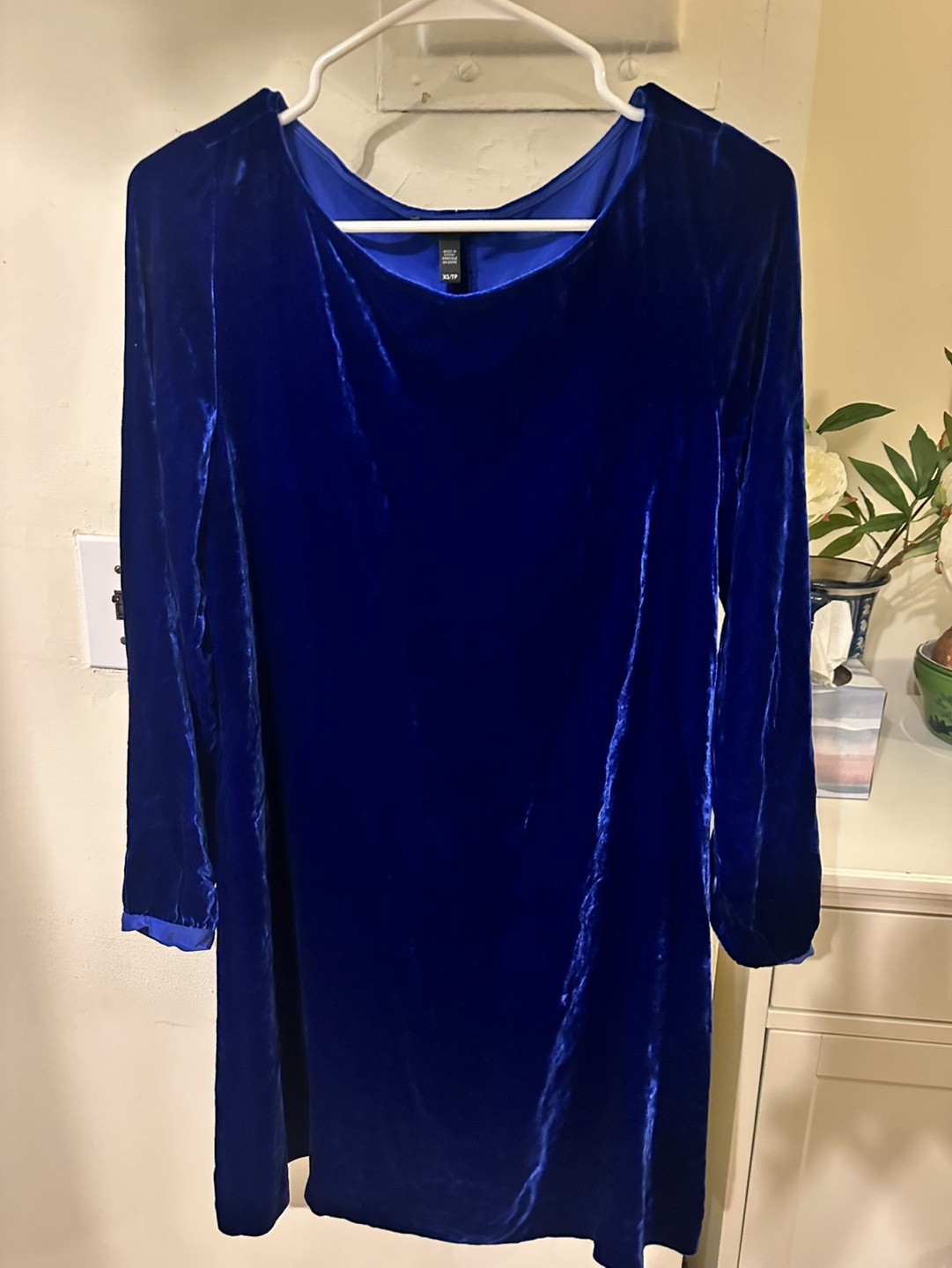 Eileen Fisher Blue Velvet Dress XS/TP