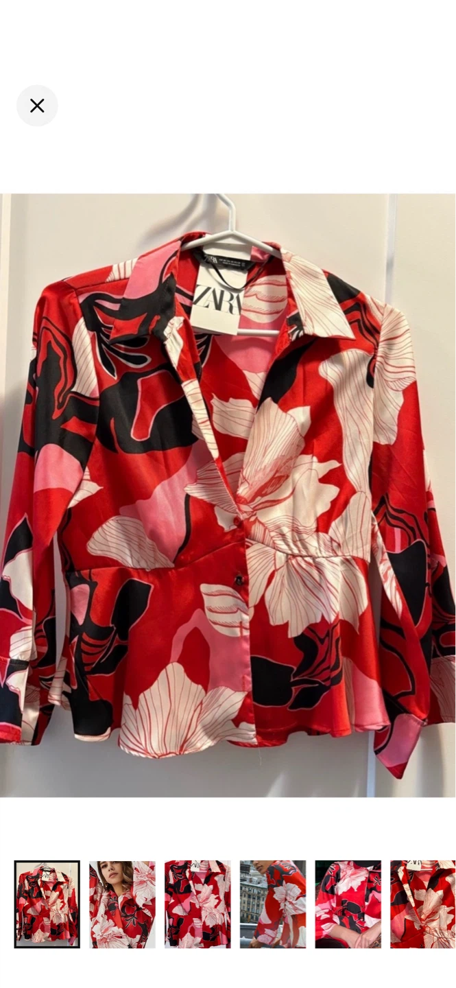 Zara Floral Print Button-Up Shirt