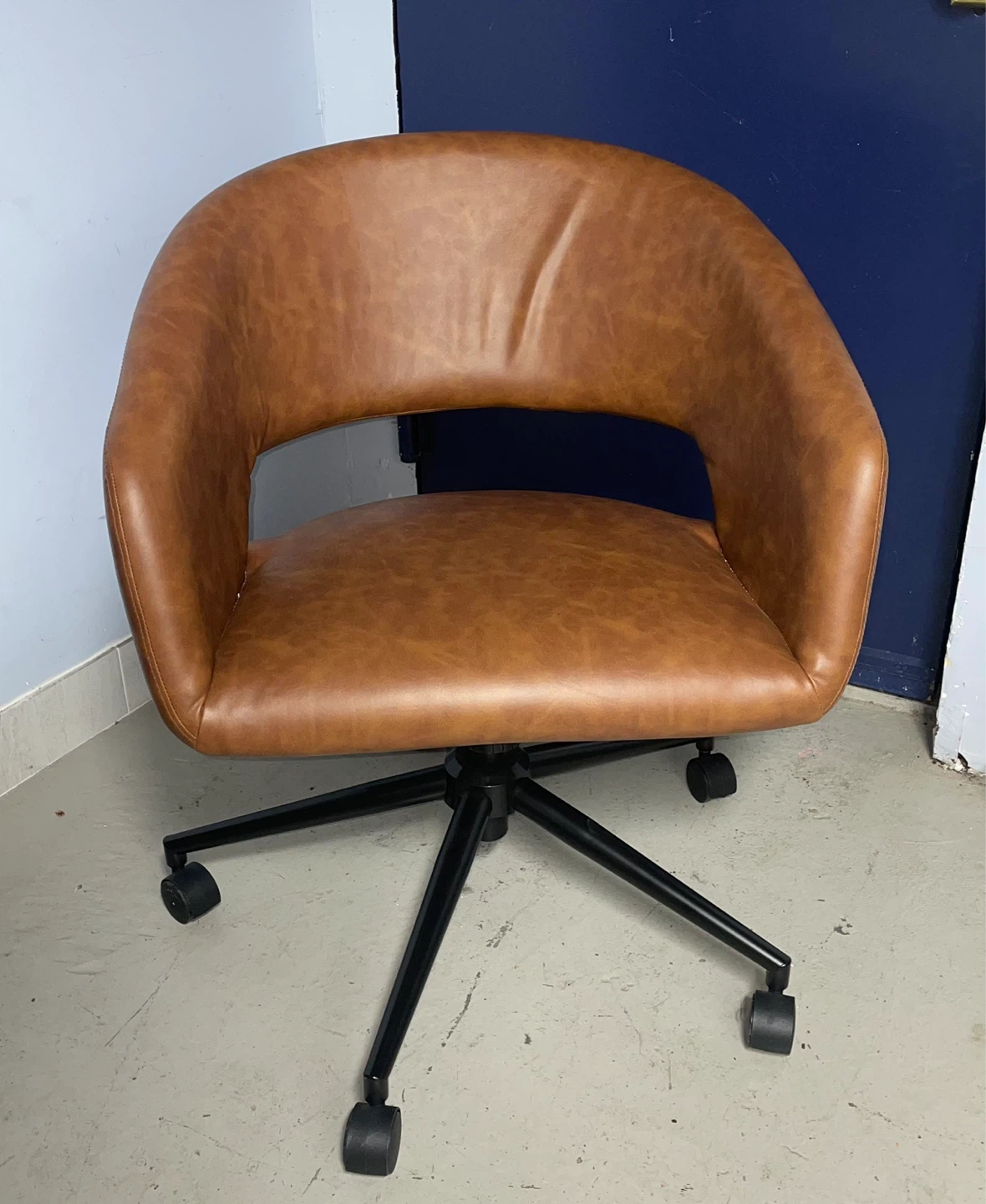 Brown Faux Leather Swivel Chair - photo 2